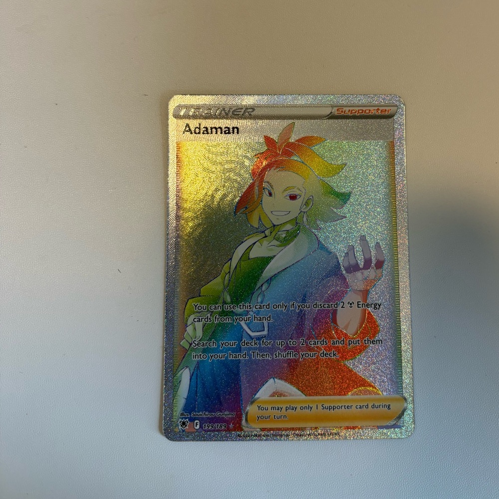 Adaman Pokémon Trainer Full Art Holo Card - Rainbow Foil - Picture 3 of 3